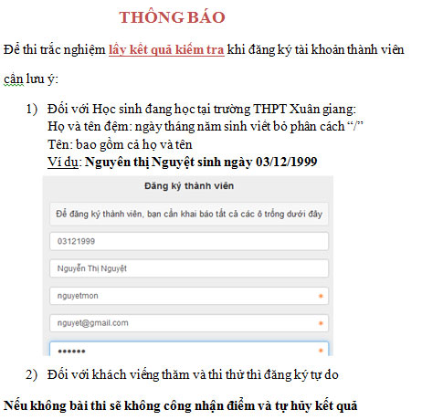 Thành viên trắc nghiệm